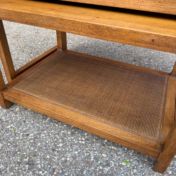 Mid Century Modern Nesting Side Tables with Cane Shelves