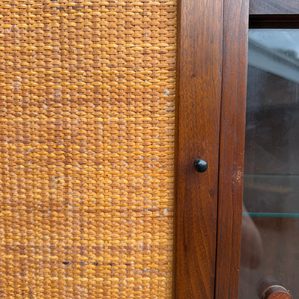 Dillingham Esprit Walnut & Cane Credenza Hutch by Merton Gershun