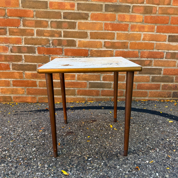 Vintage Mid-Century Modern Botanical Butterfly Laminate Side Table