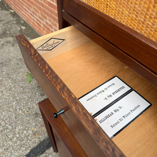 Dillingham Esprit Walnut & Cane Credenza Hutch by Merton Gershun