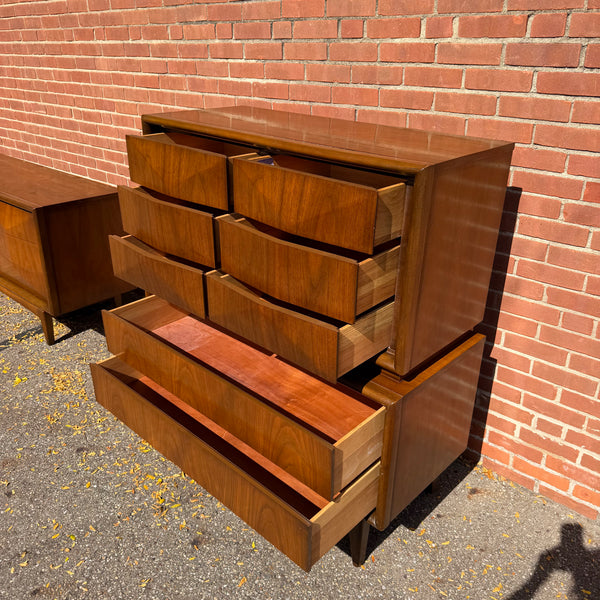 United Furniture Diamond Mid-Century Modern Walnut Highboy Dresser
