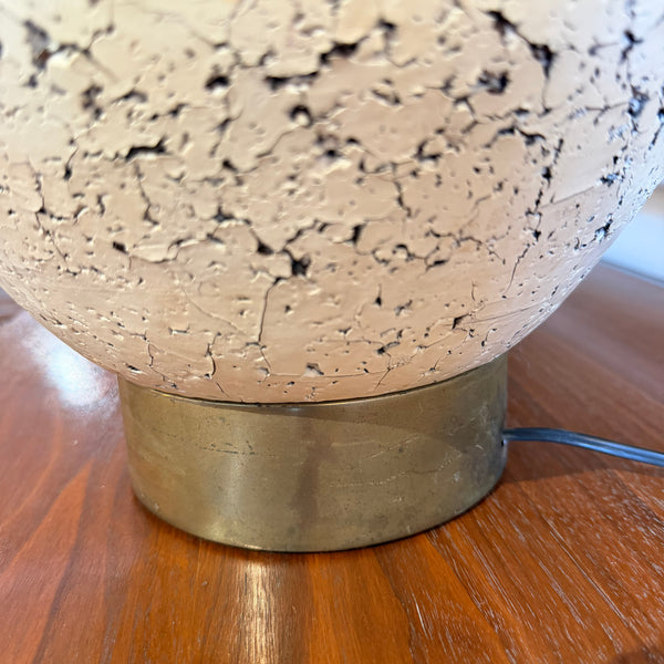 Mid Century Modern Tall Cork and Brass Table Lamp