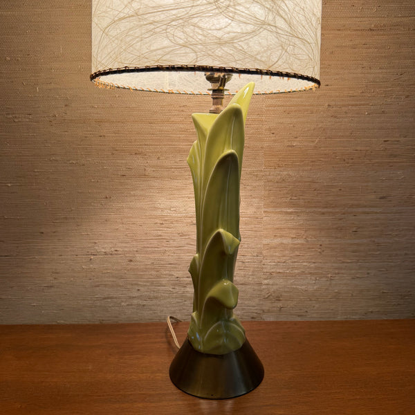 Mid Century Modern Ceramic and Brass 3-way Table Lamp