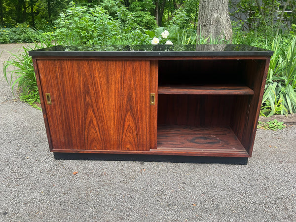 Mid-Century Modern Rosewood Cabinet with Black Stone