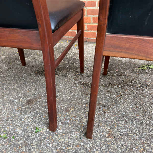 Set of 4 Vintage Dillingham Walnut & Black Leather Dining Chairs