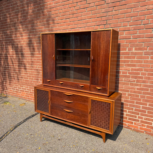 Warren Church for Lane Perception Walnut Basket Weave Two-Piece Hutch
