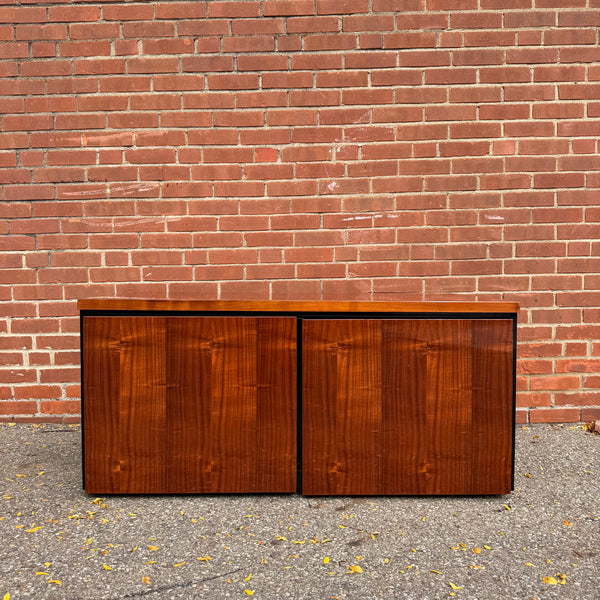 Vintage Henredon Petite Wood & Black Lacquer Media Cabinet