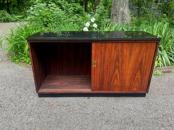 Mid-Century Modern Rosewood Cabinet with Black Stone