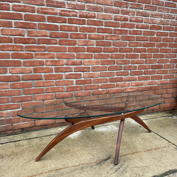 Forest Wilson Sculptural Walnut and Glass Coffee Table