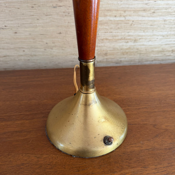 Mid Century Danish Modern Teak and Brass Table Lamp