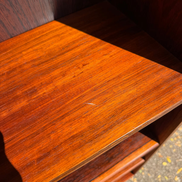 1960s Danish Modern Rosewood Bookcase with Adjustable Shelves