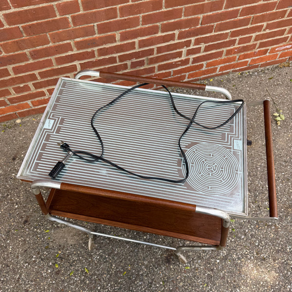 Mid-Century Modern Salton Hotable Automatic Food Warmer and Rolling Bar Cart