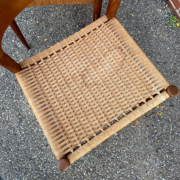 Pair of 1960s Arne Hovmand Olsen for Mogens Kold Teak Woven Side Chairs