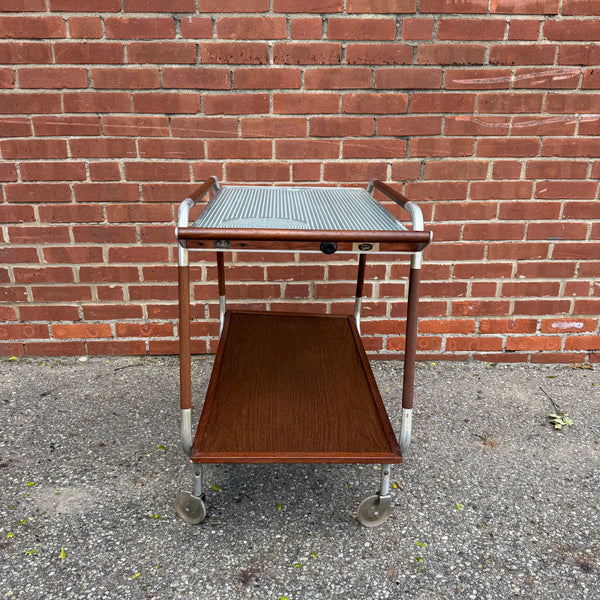 Mid-Century Modern Salton Hotable Automatic Food Warmer and Rolling Bar Cart