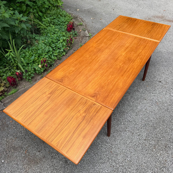 Mid-Century Modern Danish Draw-Leaf Teak Dining Table