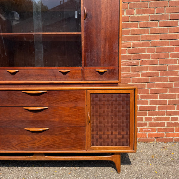 Warren Church for Lane Perception Walnut Basket Weave Two-Piece Hutch