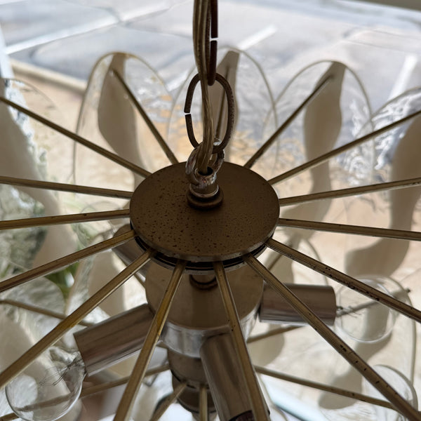 1970s Murano-Style Lucite and Chrome Waterfall Petal Chandelier
