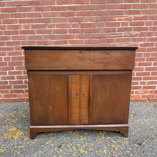 Vintage Mid-Century Modern Walnut Flip-Top Bar & Storage Cabinet on Casters