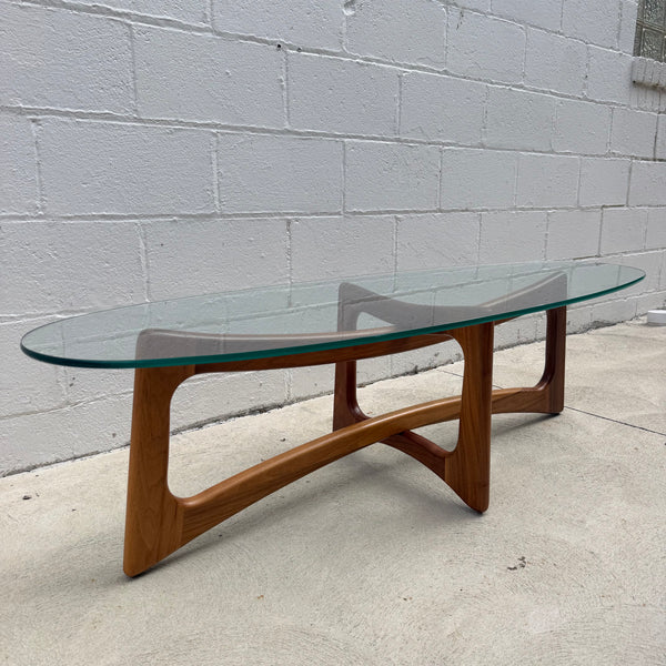 Adrian Pearsall “Ribbon” Walnut and Glass Coffee Table