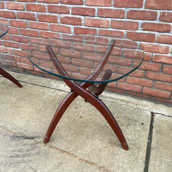 Pair of Forest Wilson Walnut and Glass Side Tables