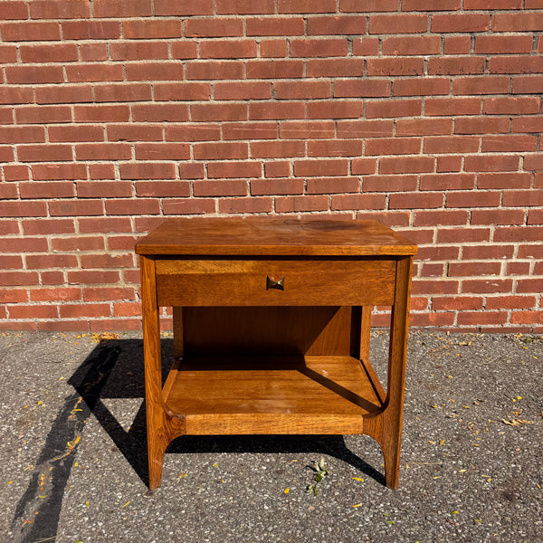 Broyhill Brasilia Mid-Century Modern Walnut & Brass Nightstand - Includes Reconditioning