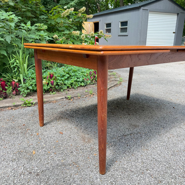 Mid-Century Modern Danish Draw-Leaf Teak Dining Table