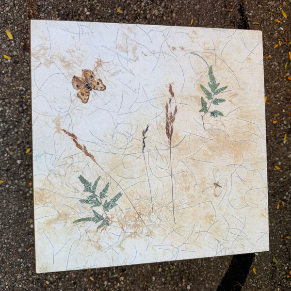 Vintage Mid-Century Modern Botanical Butterfly Laminate Side Table
