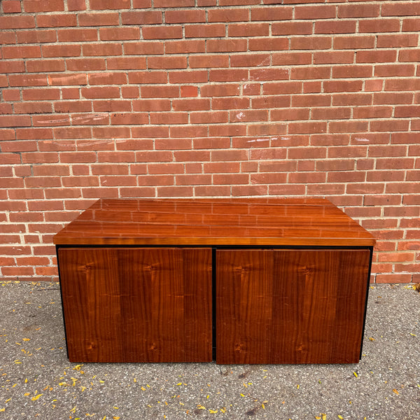 Vintage Henredon Petite Wood & Black Lacquer Media Cabinet