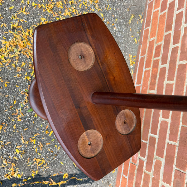 Vintage Mid-Century Modern Walnut Laurel-Style Floor Lamp Table with Ceramic Ashtray & Coasters