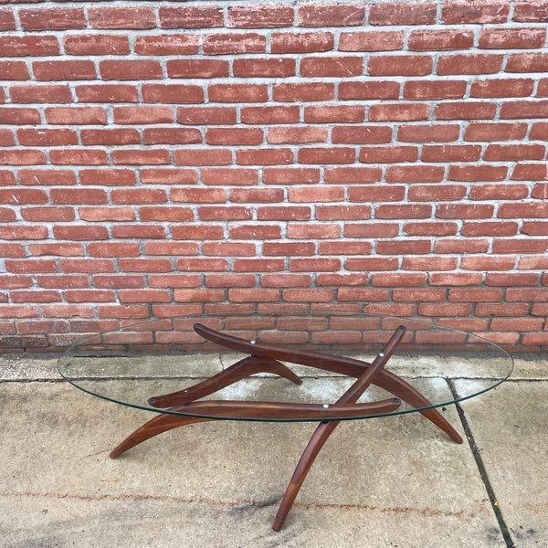 Forest Wilson Sculptural Walnut and Glass Coffee Table
