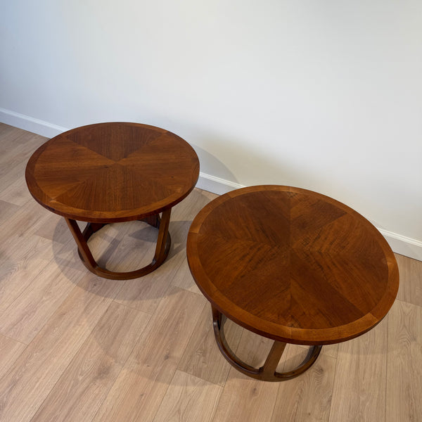 1960s Pair of Lane Rhythm Round End Tables
