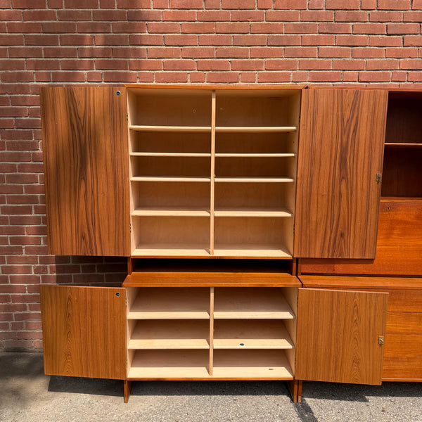 Rare Three-Bay Teak Wall Unit by Hans J. Wegner for Ry Møbler, Denmark