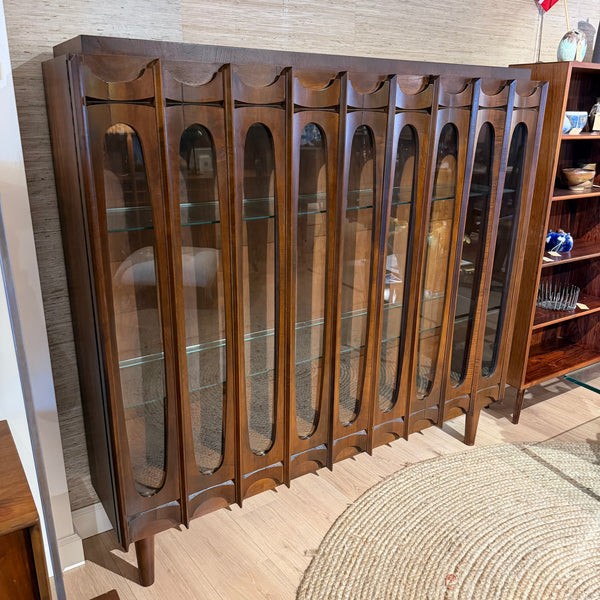 Vintage Tobago Brutalist Mid-Century Modern Walnut Display Cabinet on Custom Legs