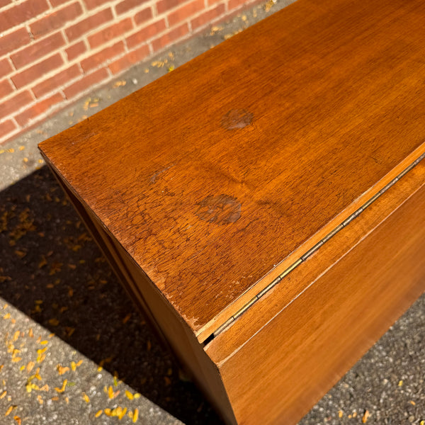 1960s Romanian Mid-Century Modern Walnut Drop-Leaf Hideaway Dining Table & 4 Folding Chairs