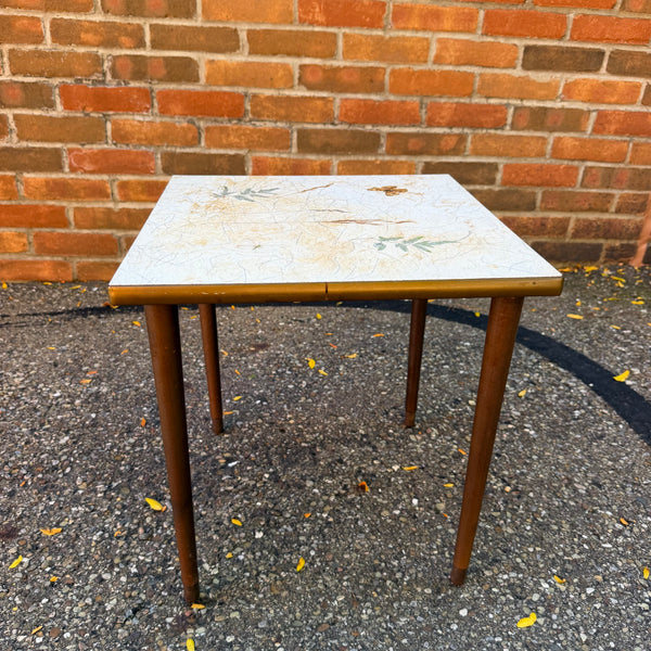 Vintage Mid-Century Modern Botanical Butterfly Laminate Side Table