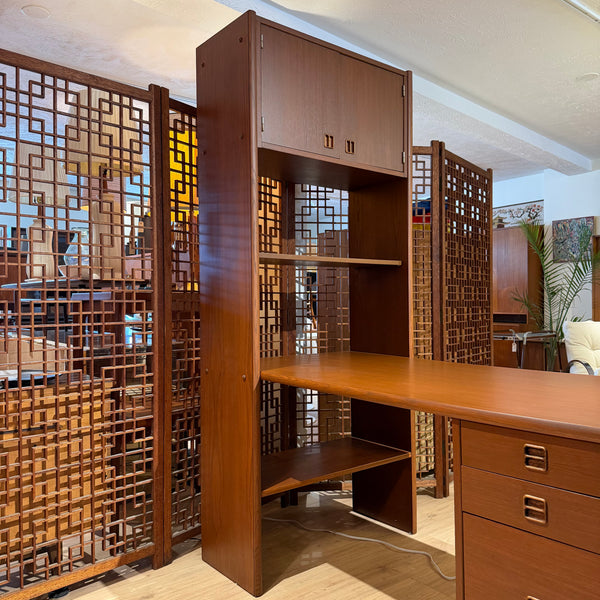 Mid-Century Modern Yugoslavian Teak Desk with Bookshelf