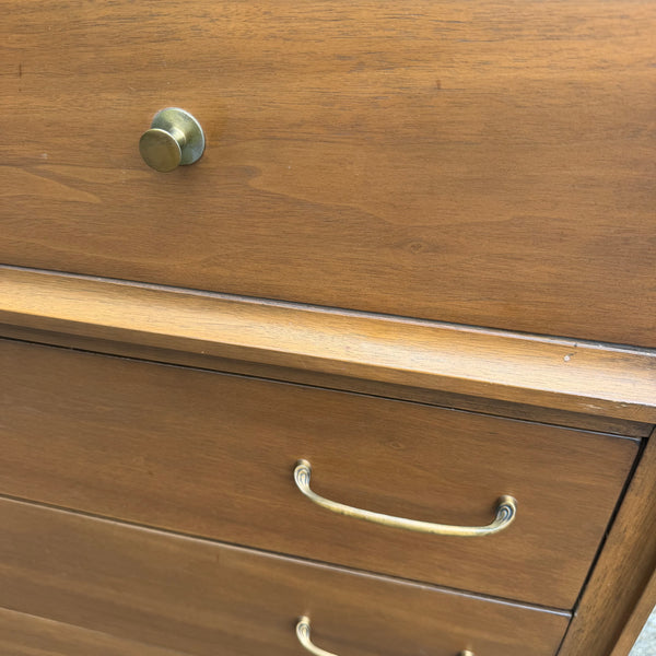 Vintage Broyhill Forward Walnut Highboy Dresser