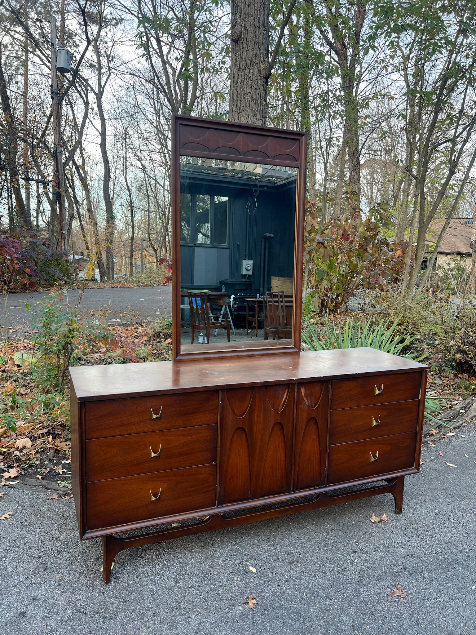 Broyhill Brasilia Lowboy Dresser with Mirror