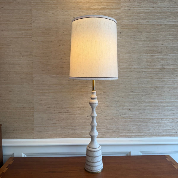 Mid Century Modern Ceramic and Brass Table Lamp