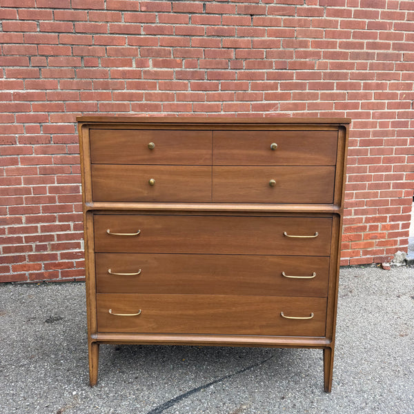 Vintage Broyhill Forward Walnut Highboy Dresser