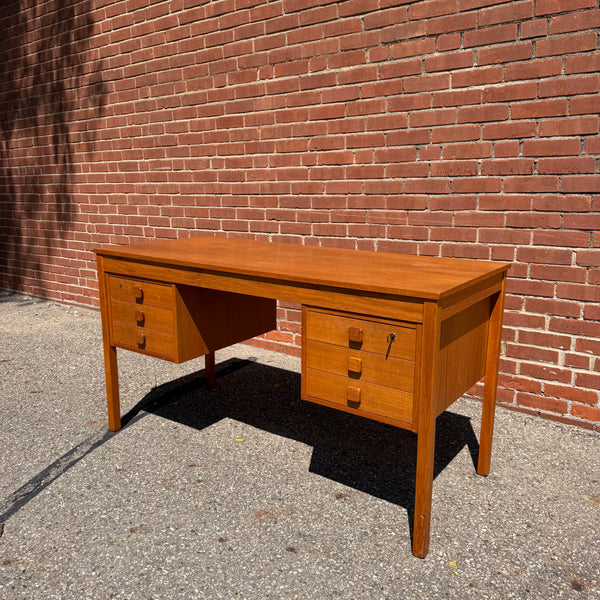 Domino Møbler Danish Modern Teak Executive Desk | Mid Century Modern Partner’s Writing Desk