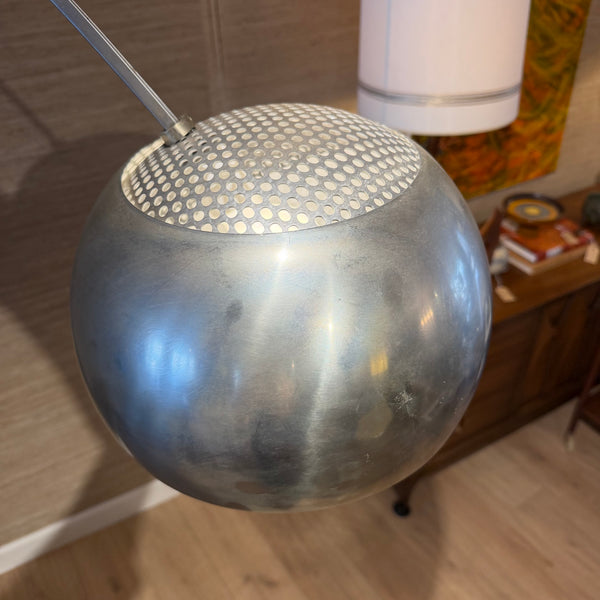 Vintage Mid-Century Modern Arco Style Wood & Chrome Arc Floor Lamp
