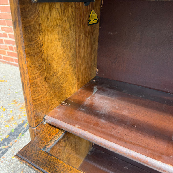 Antique Gunn Quarter Sawn Oak Five-Section Barrister Bookcase with Glass Doors