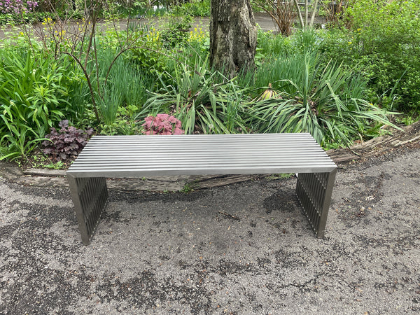 Milo Baughman Style Chrome Slat Bench